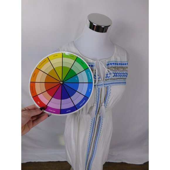 White Sleeveless Boho Dress Tassels Embroidered Details By Fejéj Sz 2 - Picture 12 of 12